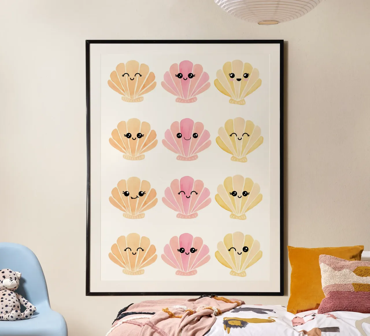 Happy Sea Shells, Summer Nursery Print, Kids Ocean Print poster by SunshinePrints
