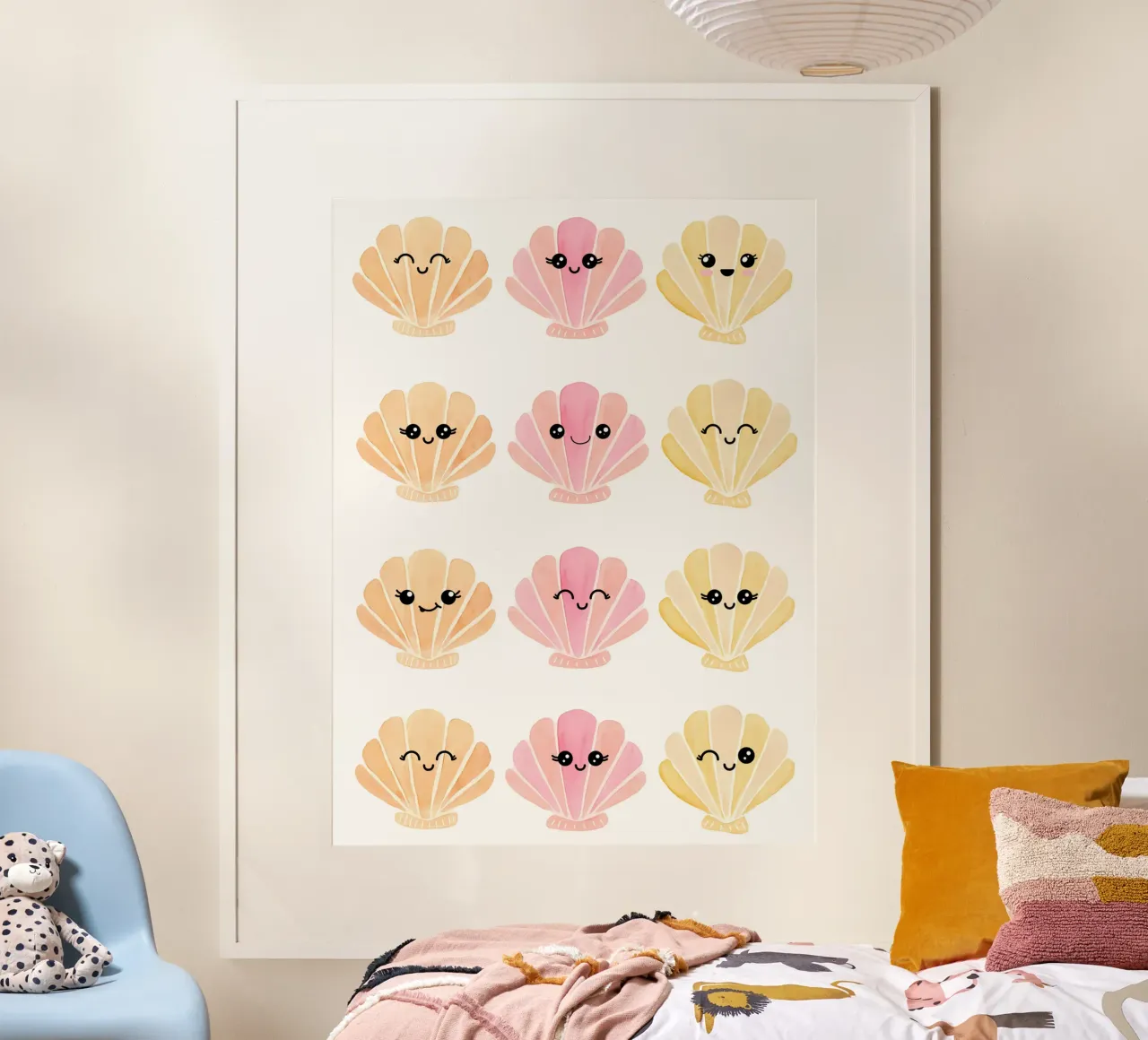 Happy Sea Shells, Summer Nursery Print, Kids Ocean Print poster by SunshinePrints