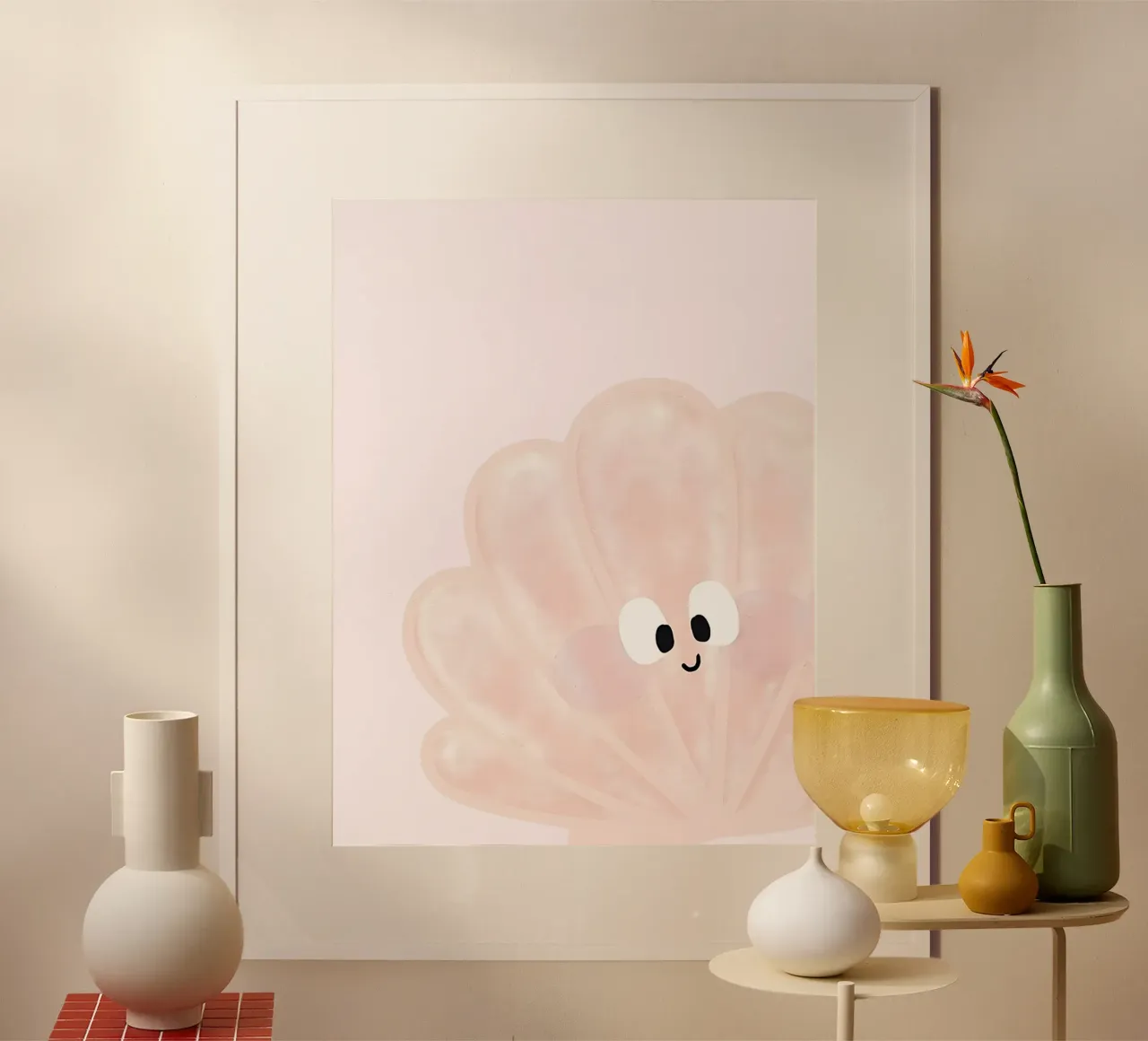 Cute Sea Shell Print, Ocean Wall Art, Beach Nursery Print poster by SunshinePrints