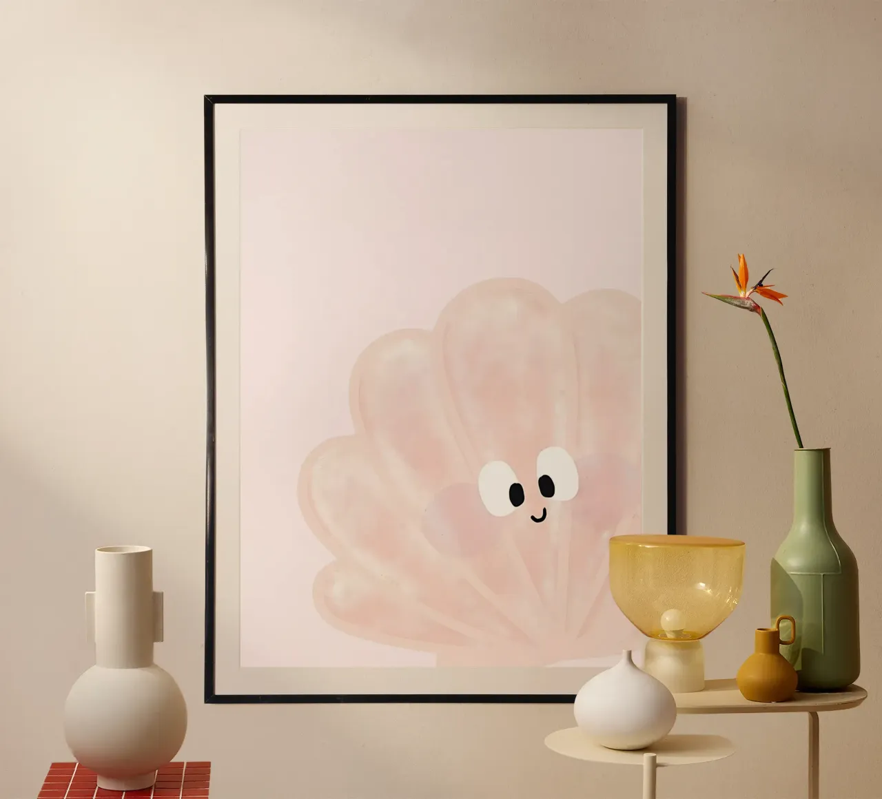 Cute Sea Shell Print, Ocean Wall Art, Beach Nursery Print poster by SunshinePrints