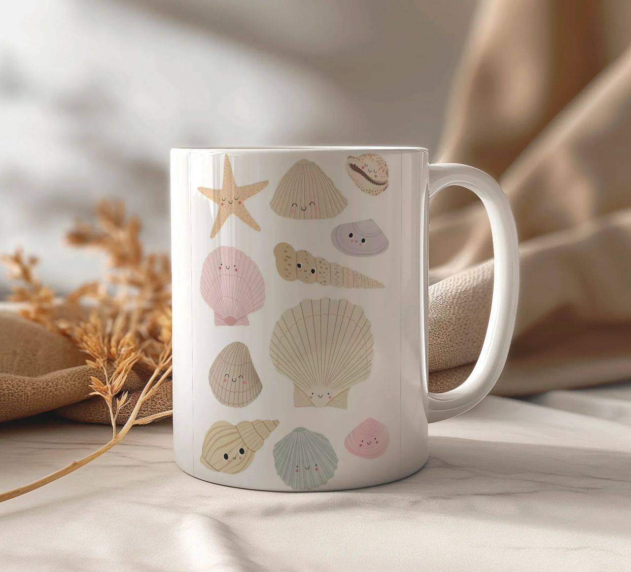 Stampa di conchiglie marine, stampa estiva per cameretta, poster da spiaggia tazza in ceramica da SunshinePrints