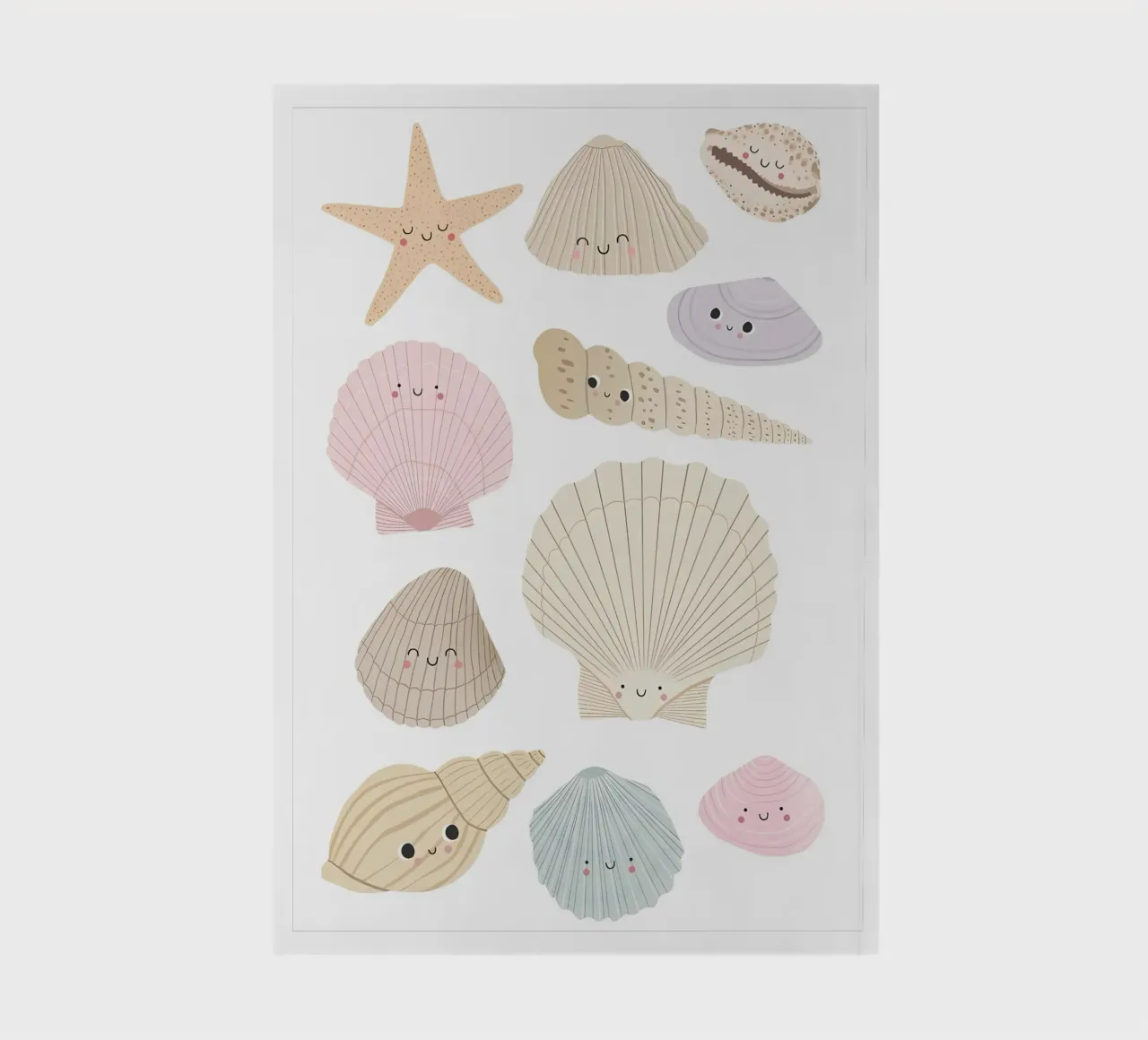 Sea Shell Print, Summer Nursery Print, Beach Poster notebook by SunshinePrints