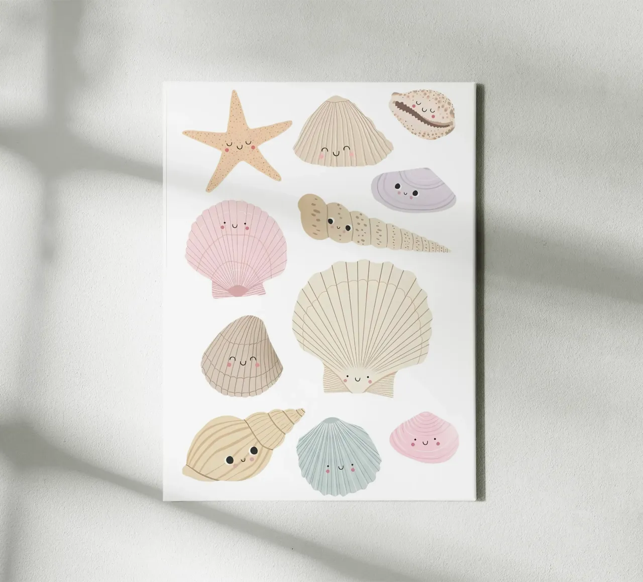 Sea Shell Print, Summer Nursery Print, Beach Poster canvas by SunshinePrints
