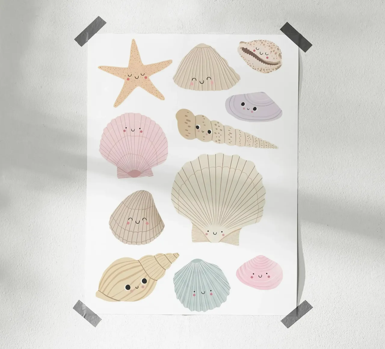 Sea Shell Print, Summer Nursery Print, Beach Poster poster by SunshinePrints