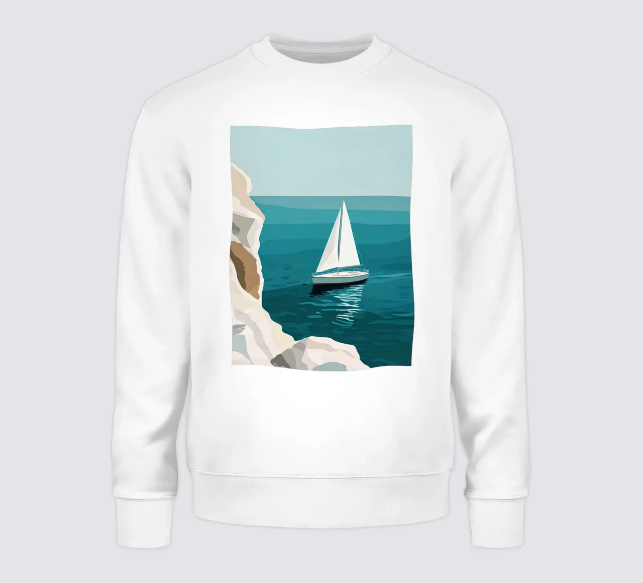 Segelboot vor weißen Klippen Sweatshirt von Digital Naive