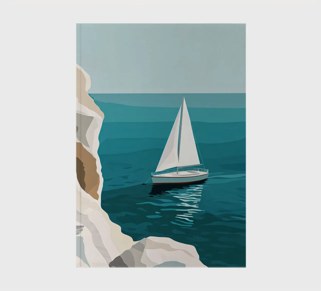 Sailboat in front of white cliffs notebook by Digital Naive