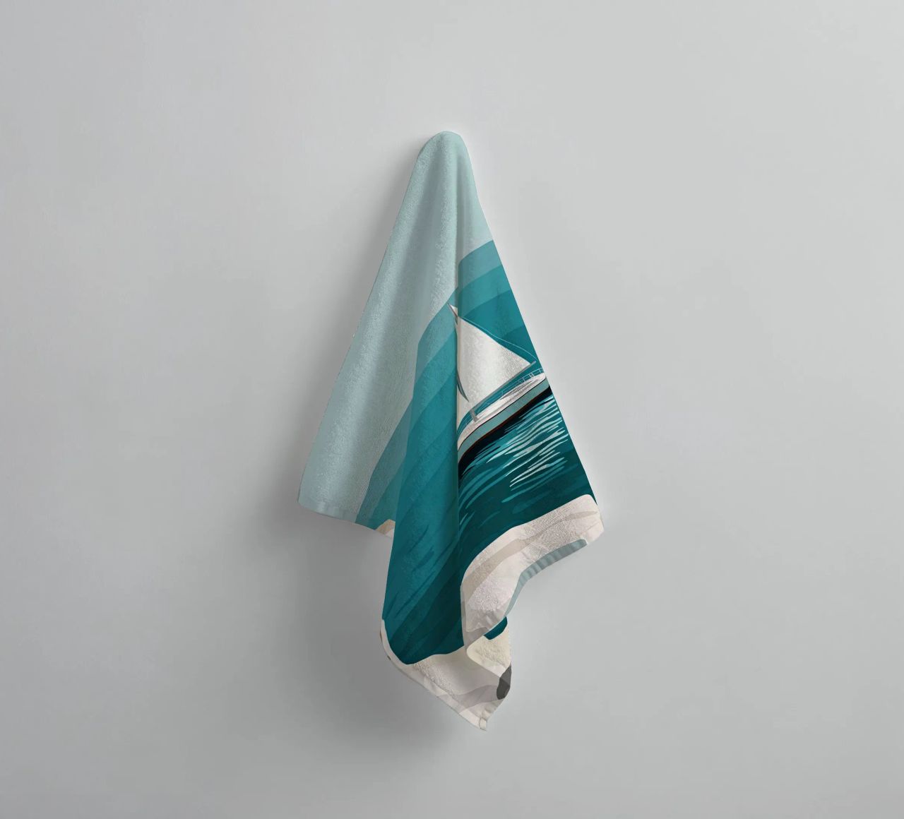 Voilier devant des falaises blanches serviette de bain de Digital Naive