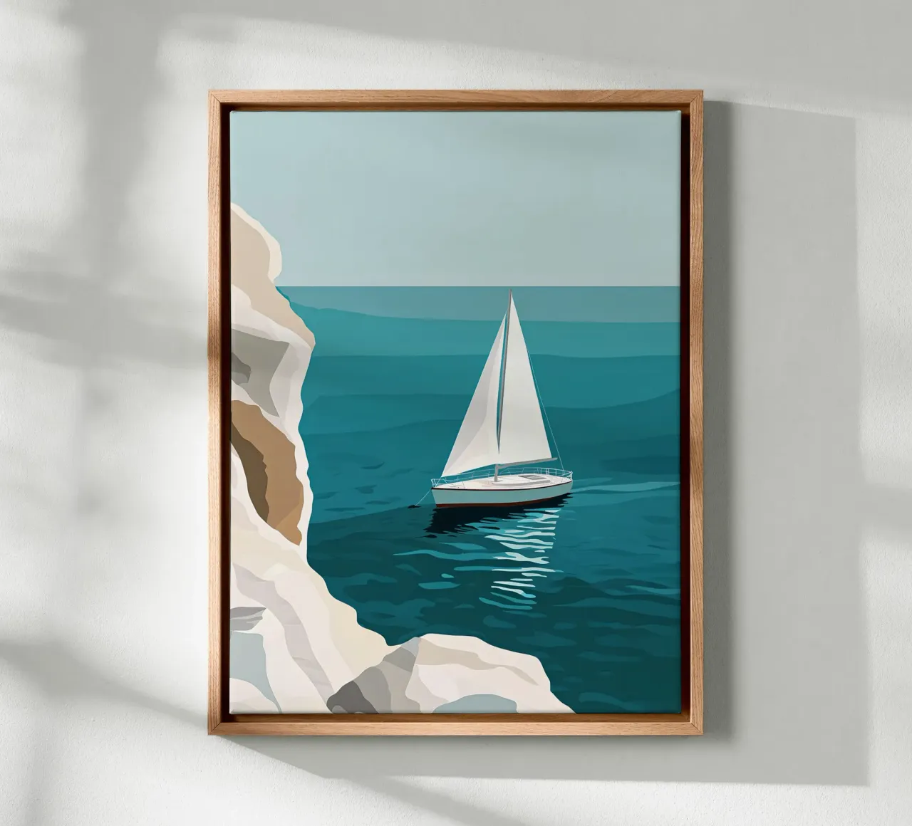 Sailboat in front of white cliffs canvas by Digital Naive