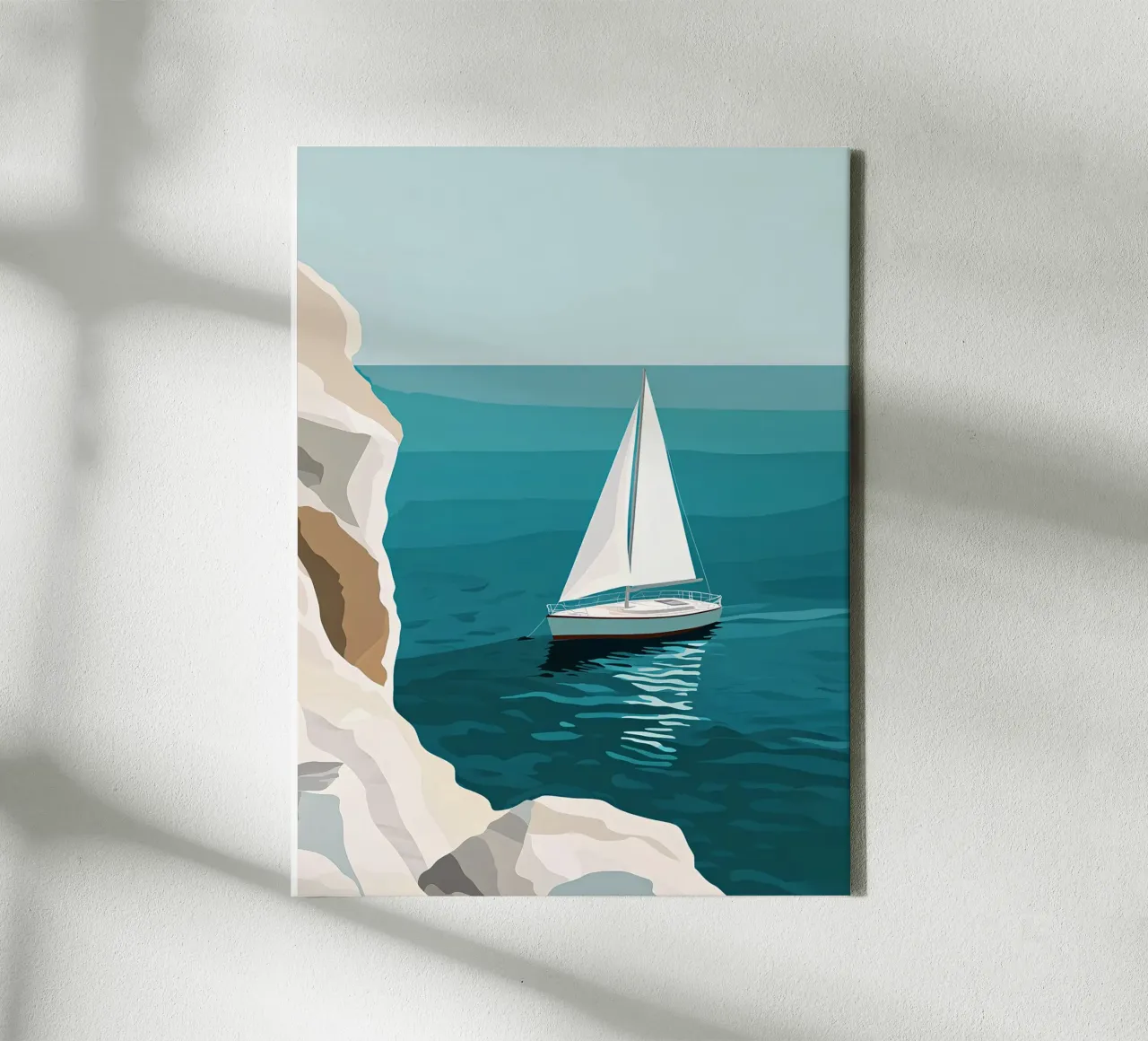 Sailboat in front of white cliffs canvas by Digital Naive