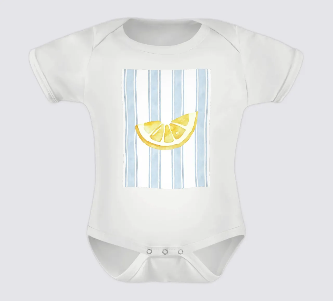 Zitrone drucken, Blaue Streifen drucken, Zitrone dekorieren Kurzarm Babybody von DolceVita