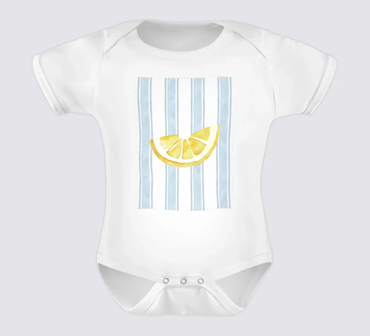 Zitrone drucken, Blaue Streifen drucken, Zitrone dekorieren Kurzarm Babybody von DolceVita