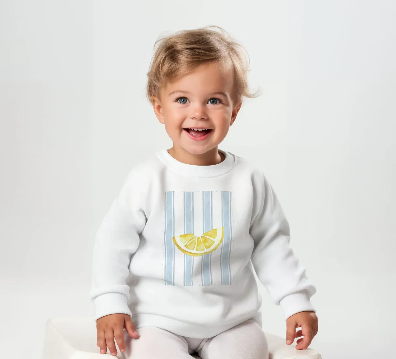 Zitrone drucken, Blaue Streifen drucken, Zitrone dekorieren Baby Sweatshirt von DolceVita
