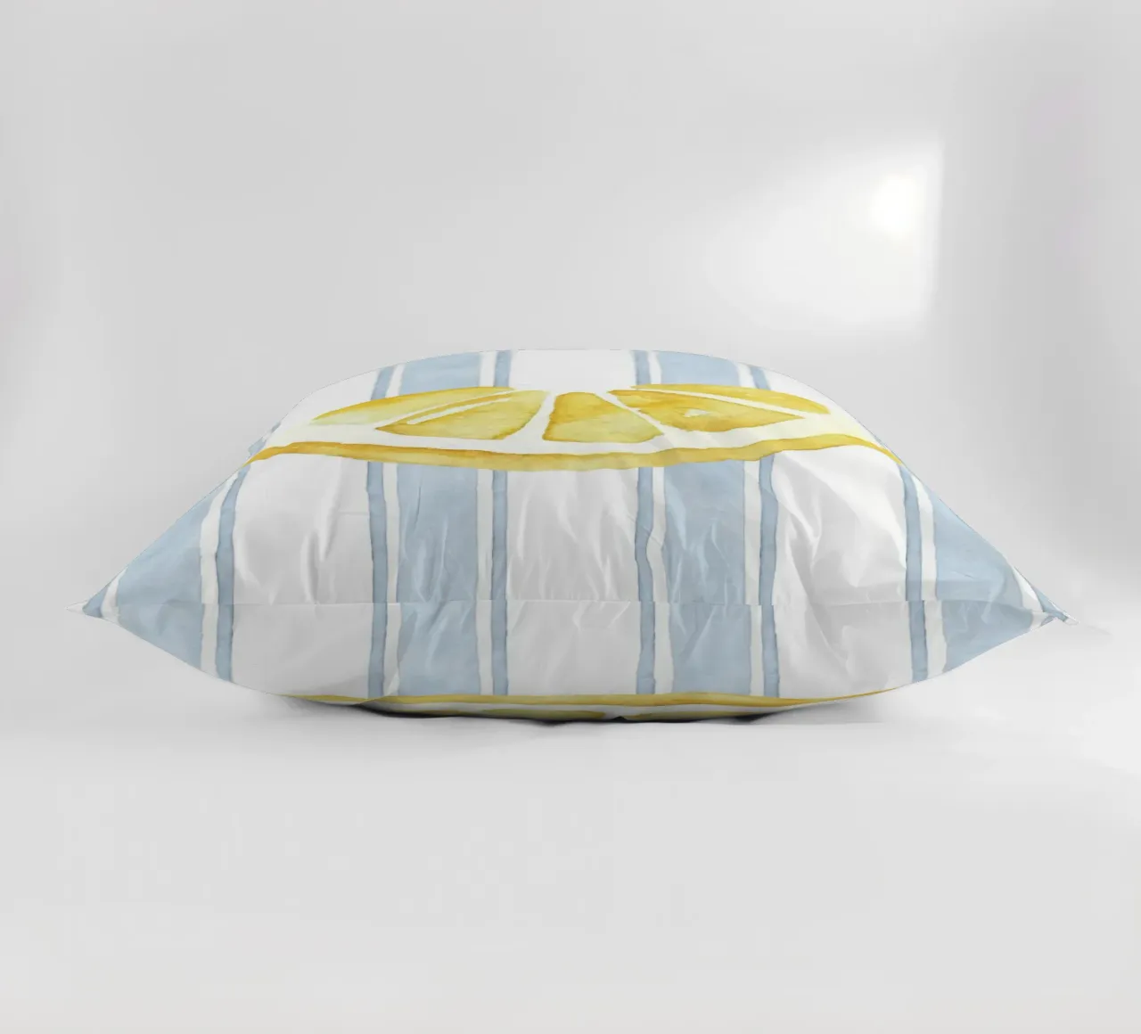 Zitrone drucken, Blaue Streifen drucken, Zitrone dekorieren Kissen von DolceVita