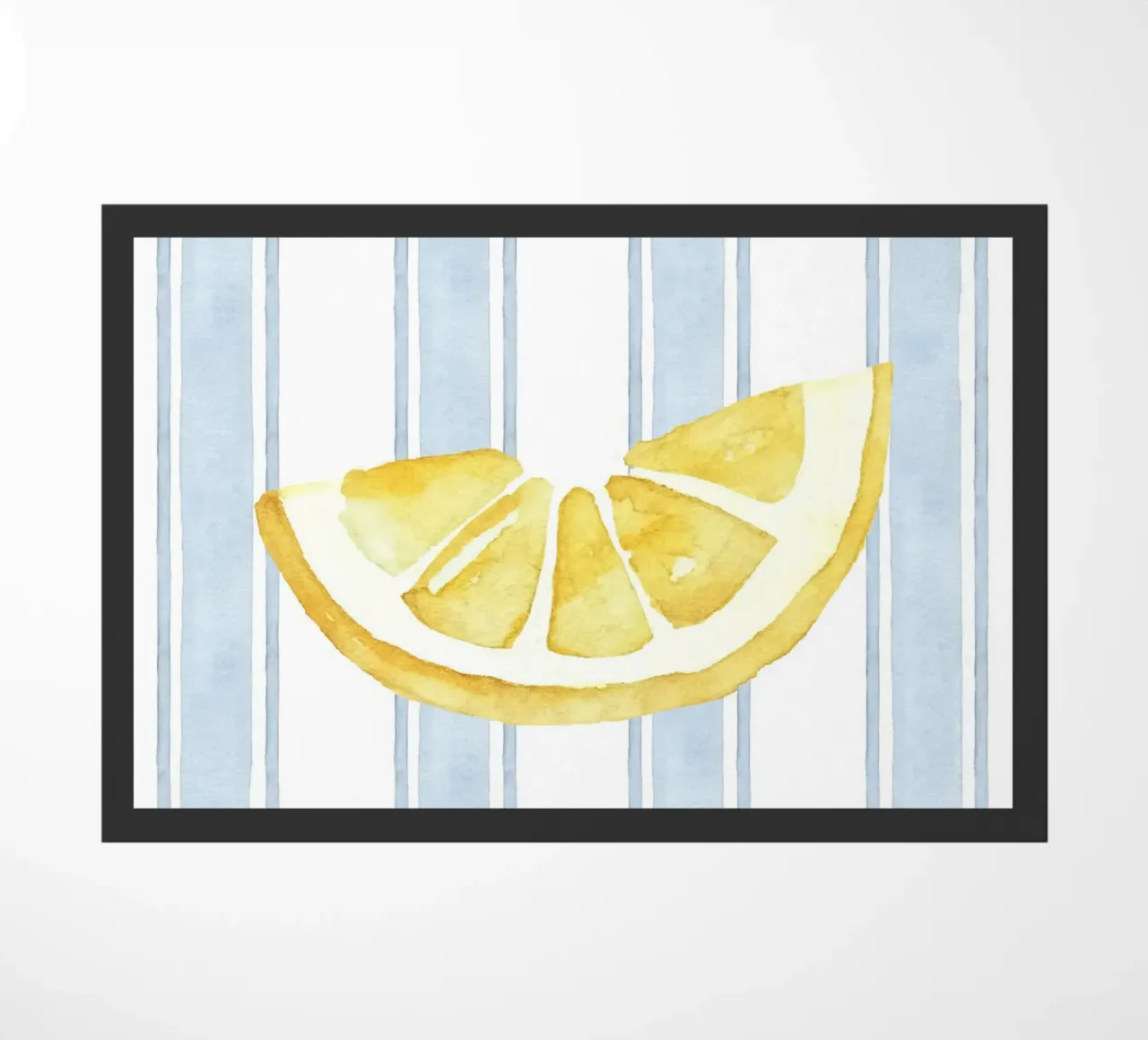 Zitrone drucken, Blaue Streifen drucken, Zitrone dekorieren Fußmatte von DolceVita