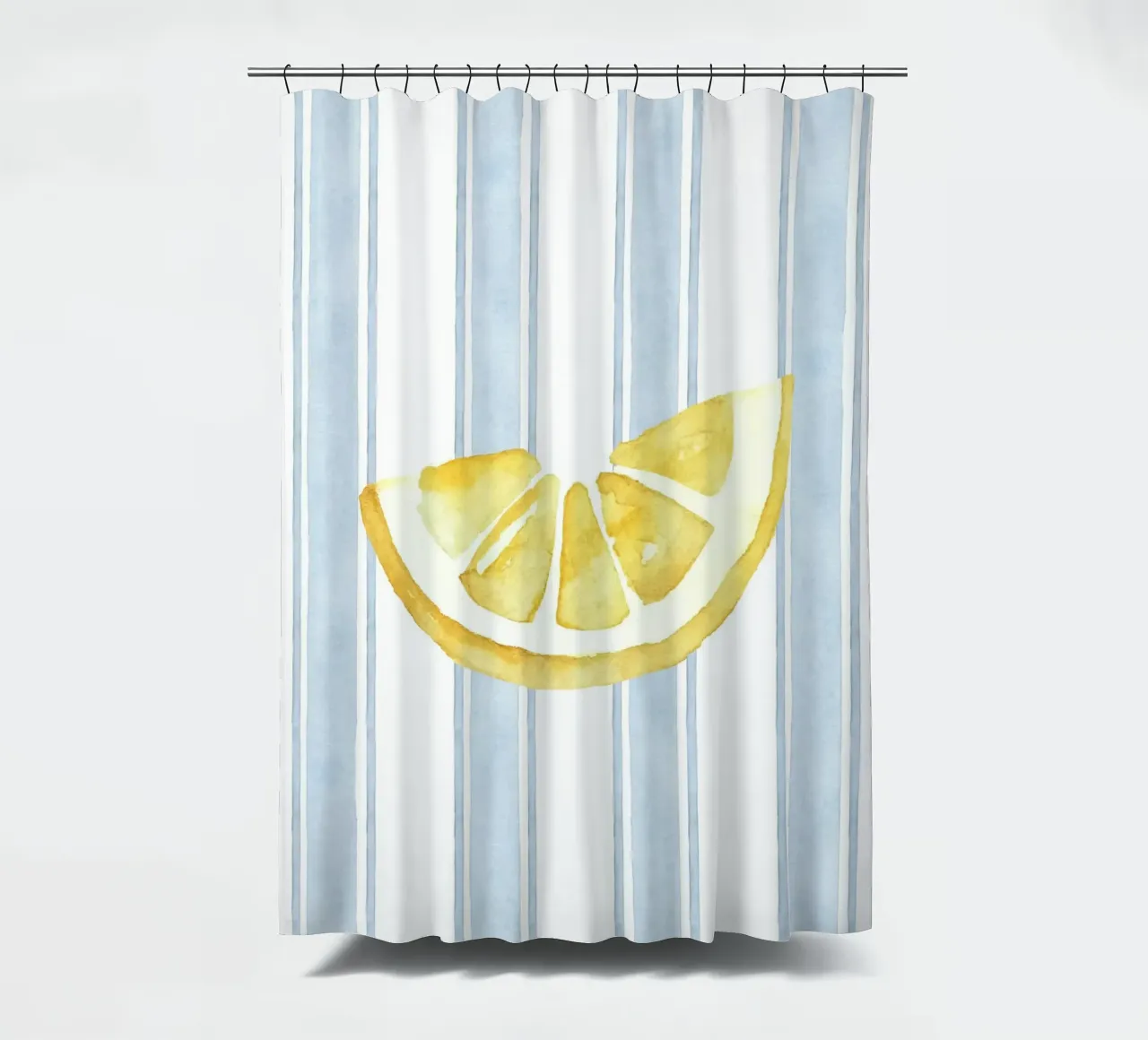 Zitrone drucken, Blaue Streifen drucken, Zitrone dekorieren Duschvorhang von DolceVita