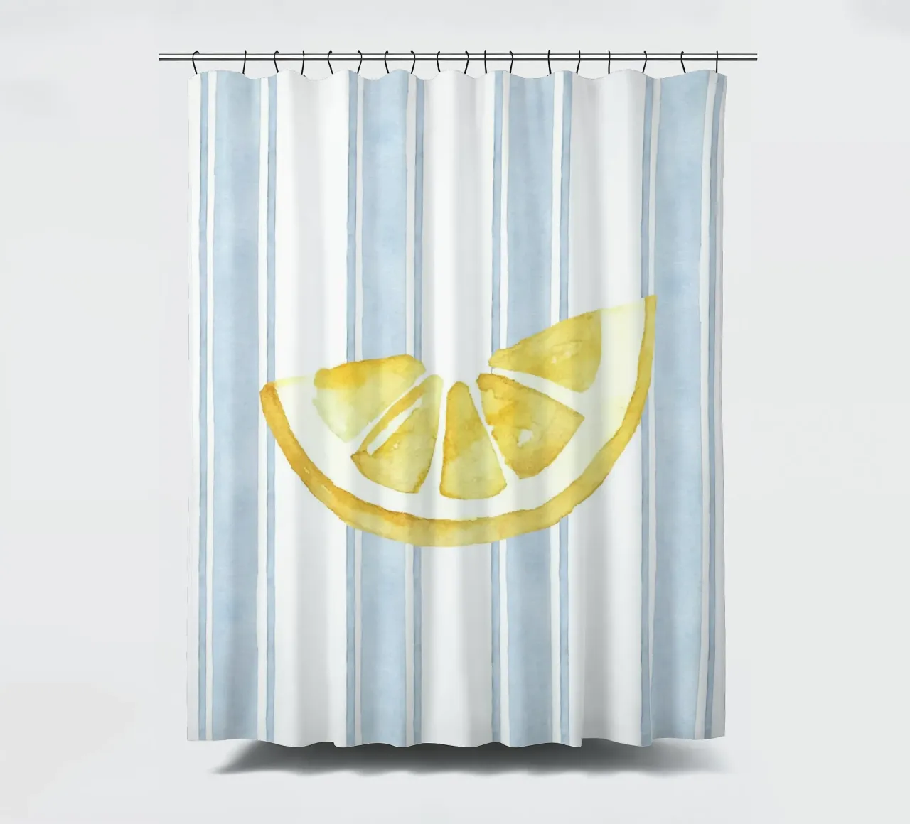 Zitrone drucken, Blaue Streifen drucken, Zitrone dekorieren Duschvorhang von DolceVita