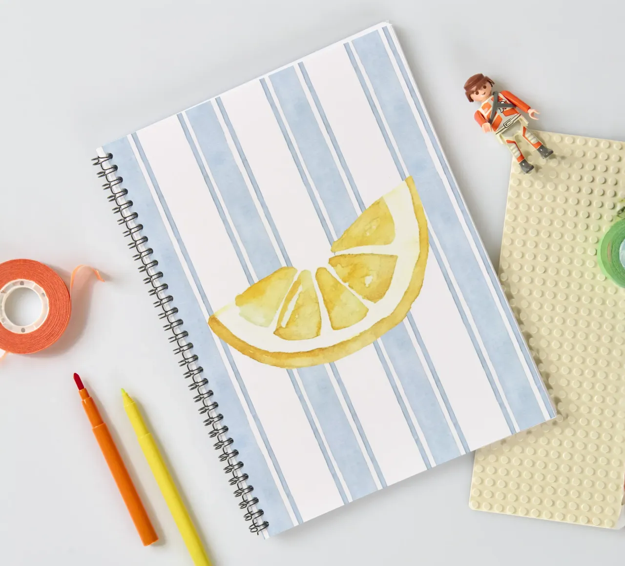 Zitrone drucken, Blaue Streifen drucken, Zitrone dekorieren Ringbuch von DolceVita