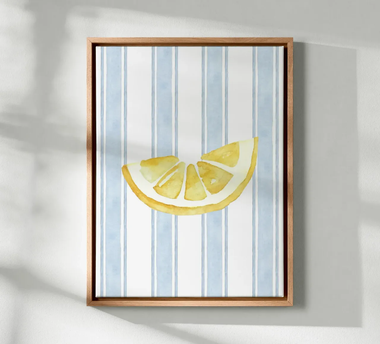 Zitrone drucken, Blaue Streifen drucken, Zitrone dekorieren Leinwand von DolceVita