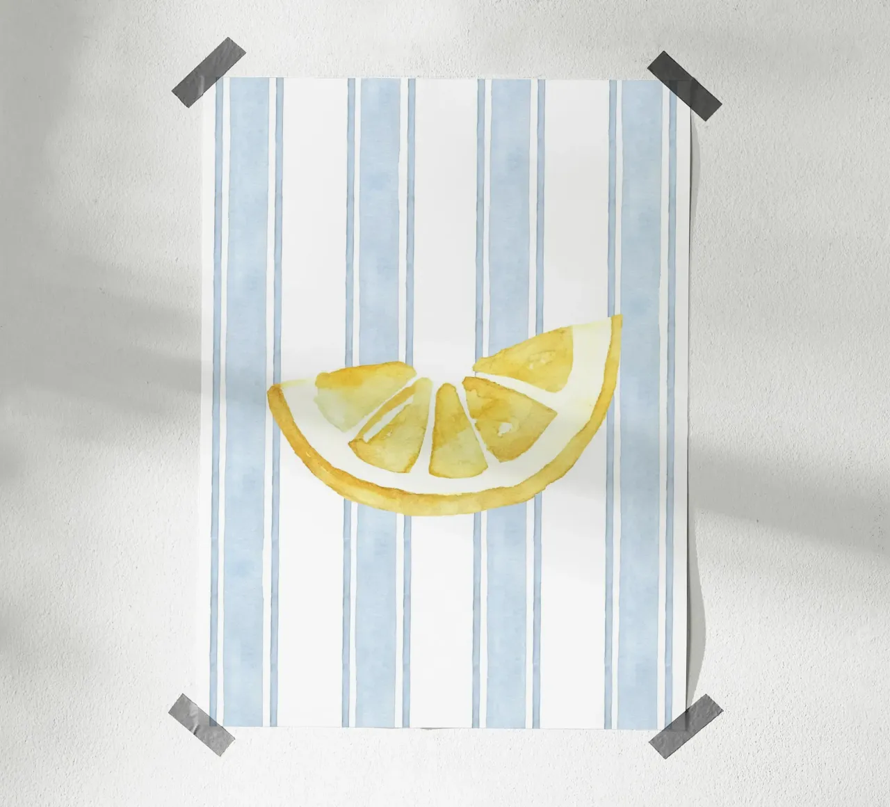 Stampa al limone, Stampa a righe blu, Decor al limone carta hahnemühle da DolceVita