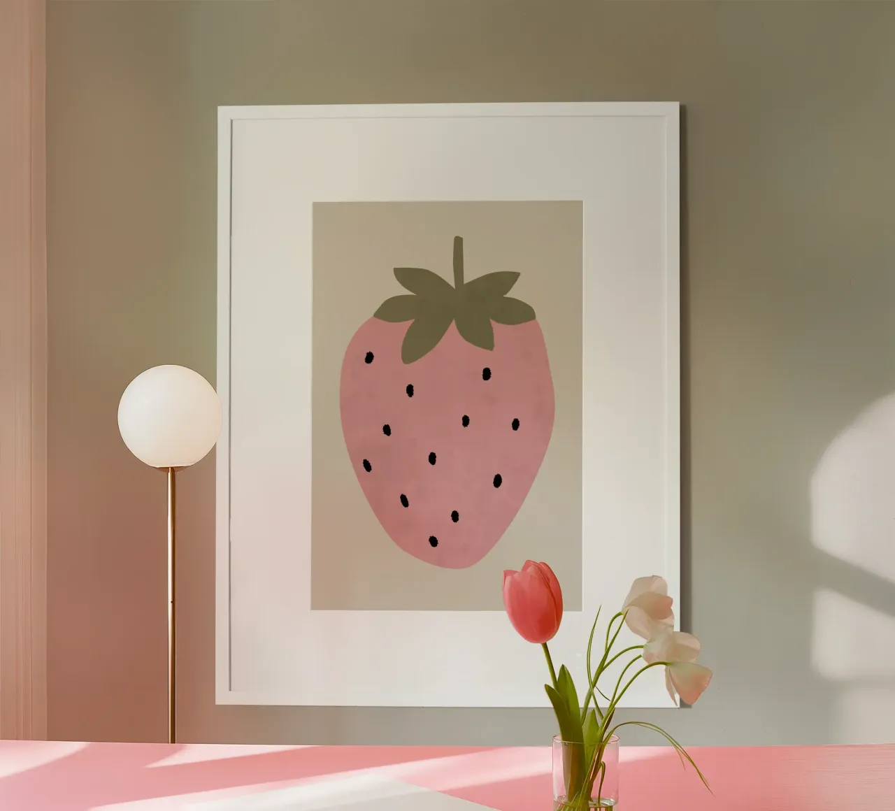 Stampa di fragole, poster carino per la cameretta poster con telaio in legno da Little Lola