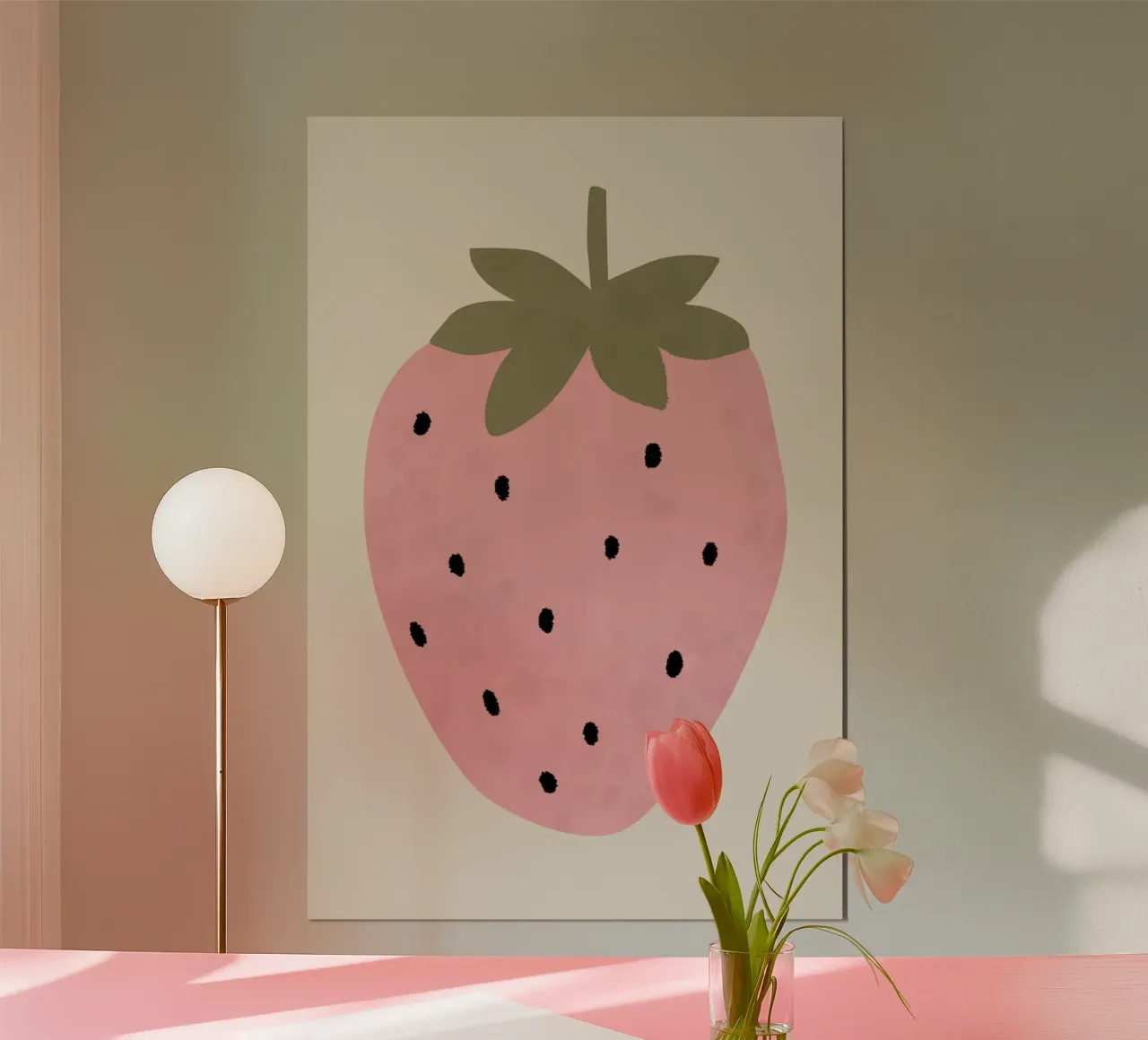 Stampa di fragole, poster carino per la cameretta poster con telaio in legno da Little Lola