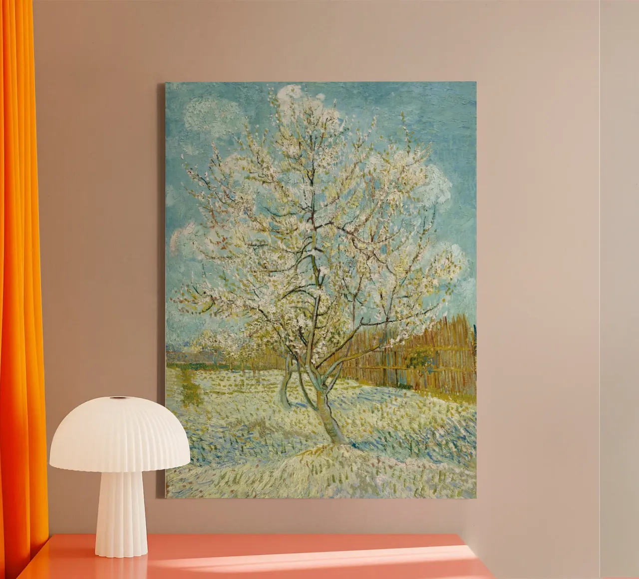 Vincent van Gogh's The Pink Peach Tree canvas with Floater frame by Van Gogh Prints