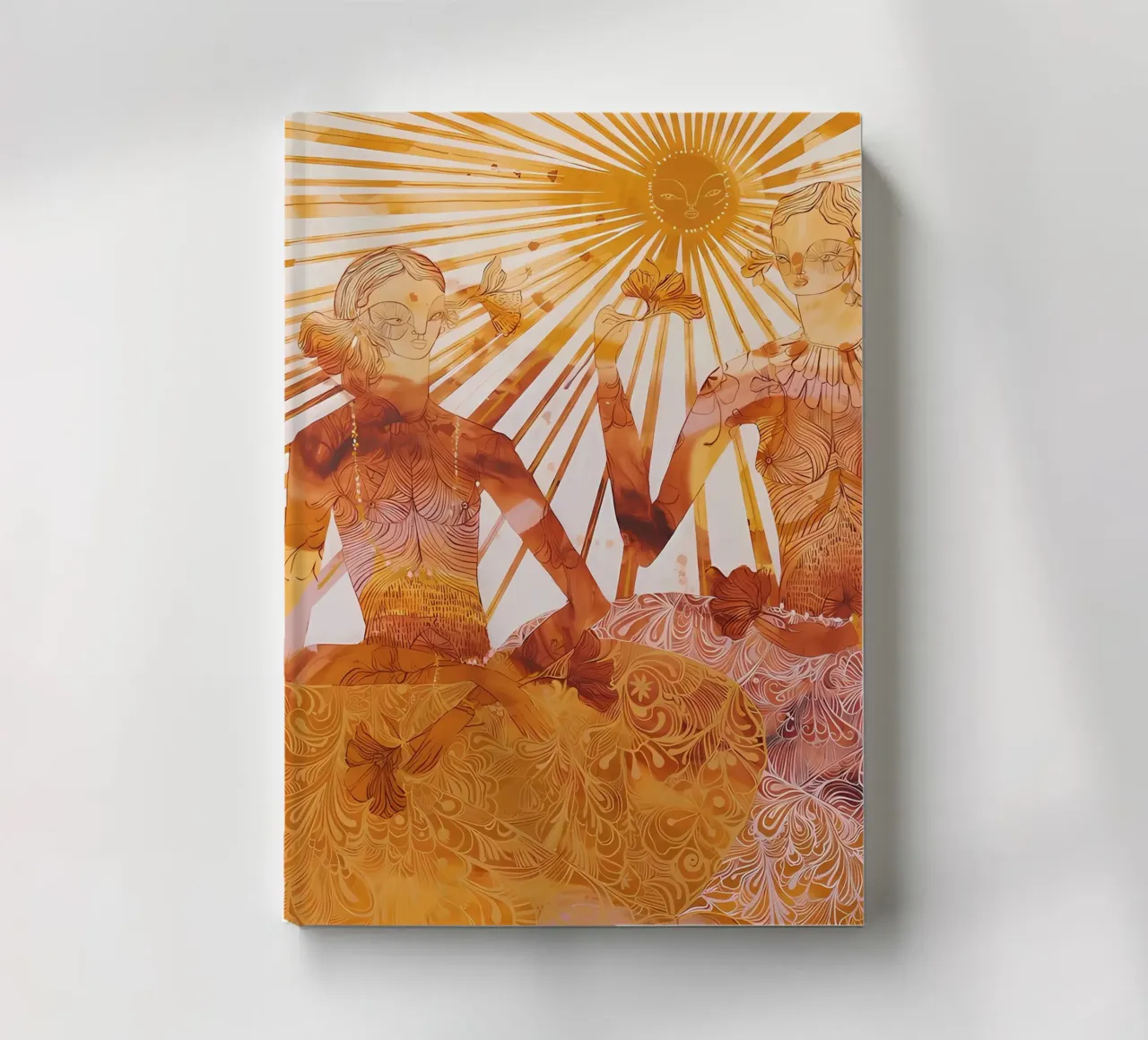 Abstract Orange Print, Folk Print, Modern Wall Art notebook by Boheme