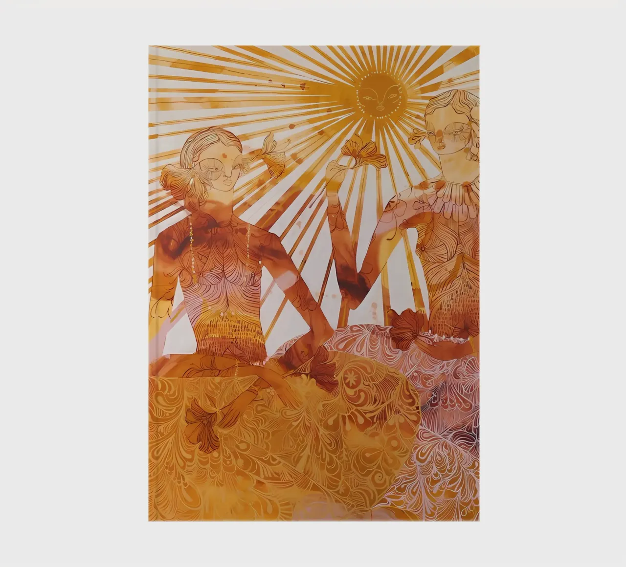 Abstract Orange Print, Folk Print, Modern Wall Art notebook by Boheme