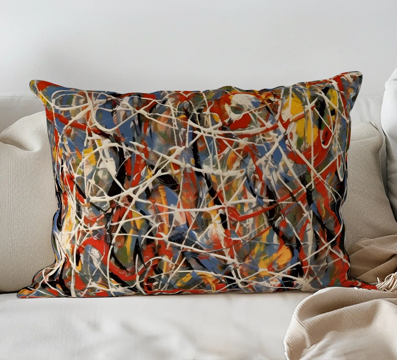 Splashes of colour in motion decorative cushion by Carinaprint