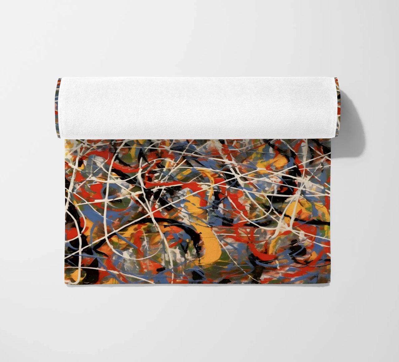Splashes of colour in motion beach towel by Carinaprint