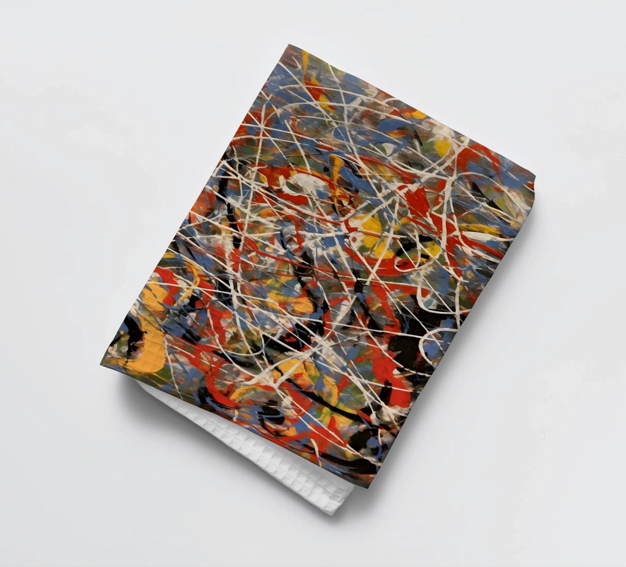 Splashes of colour in motion tea towel by Carinaprint