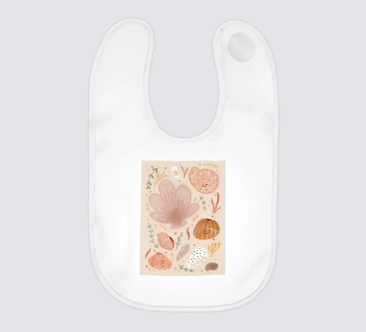 Seashells Print, Shell Poster, Boho Print, Ocean Print baby bib by Boheme