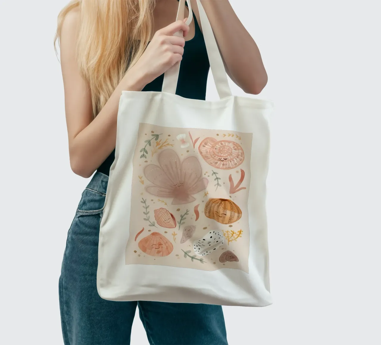 Seashells Print, Shell Poster, Boho Print, Ocean Print tote bag by Boheme