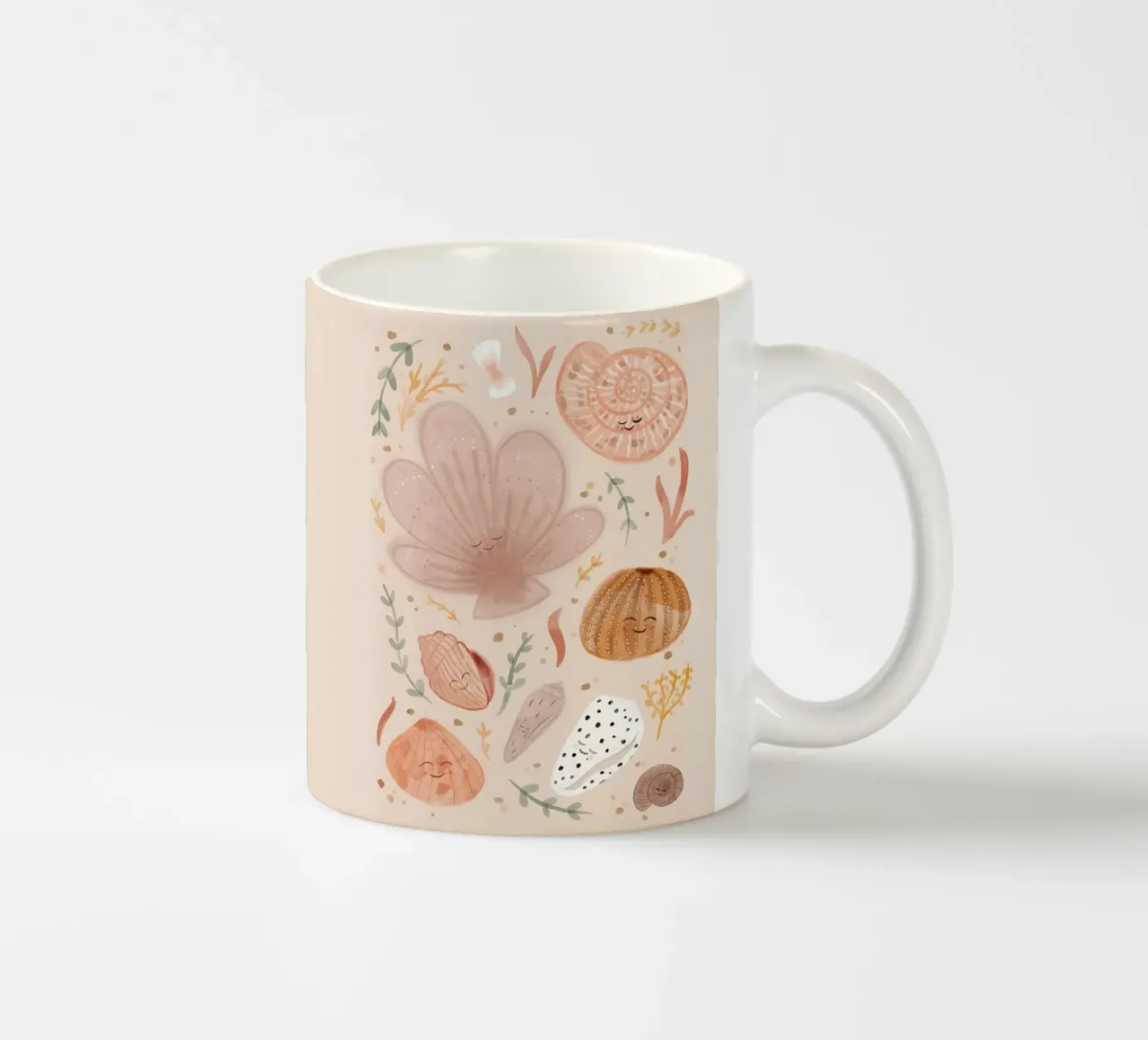Seashells Print, Shell Poster, Boho Print, Ocean Print ceramic mug by Boheme