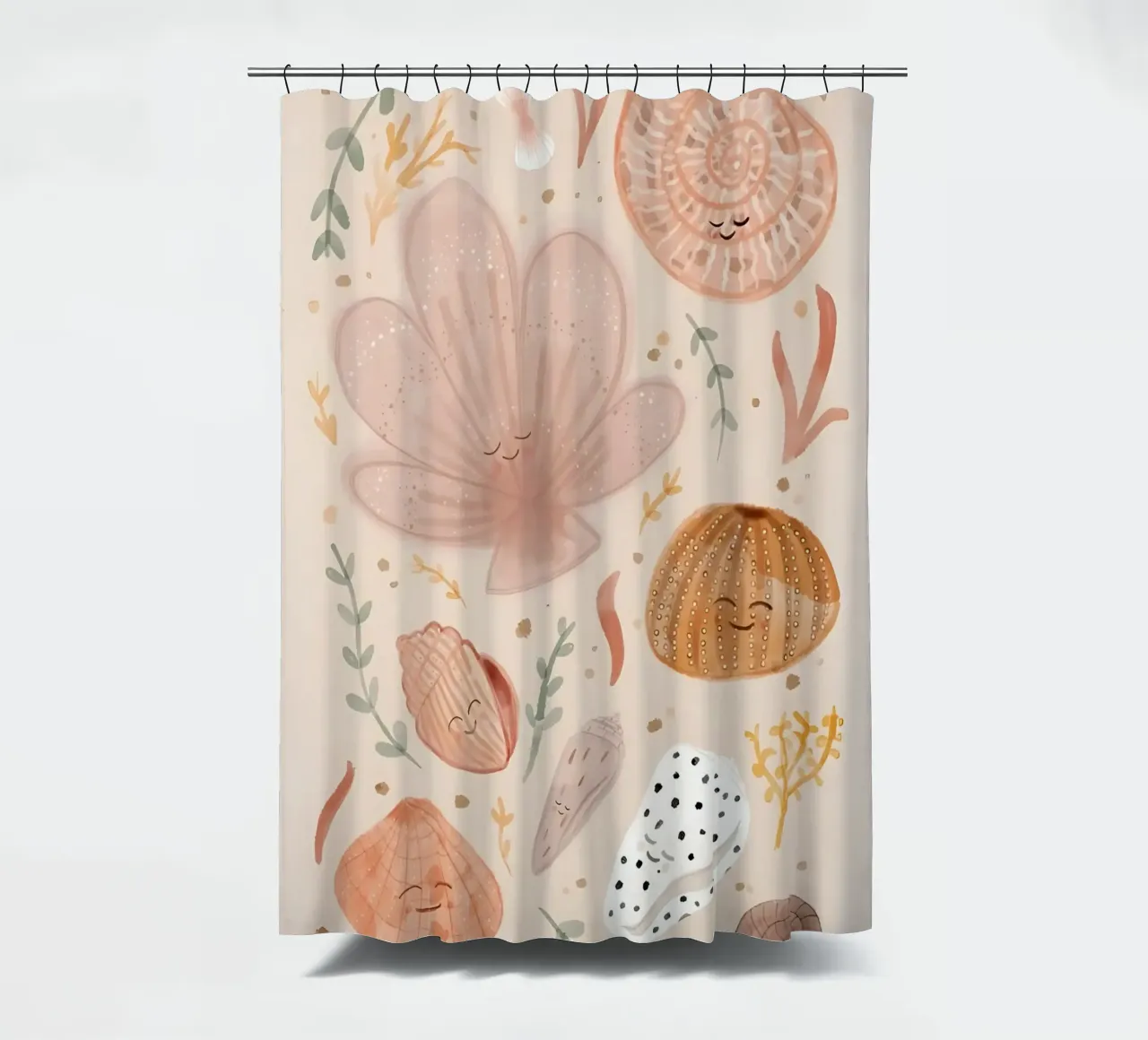 Seashells Print, Shell Poster, Boho Print, Ocean Print shower curtain by Boheme