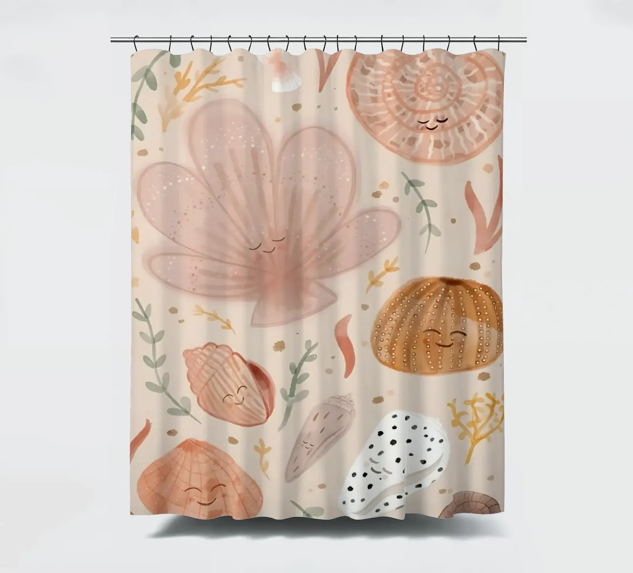 Seashells Print, Shell Poster, Boho Print, Ocean Print shower curtain by Boheme
