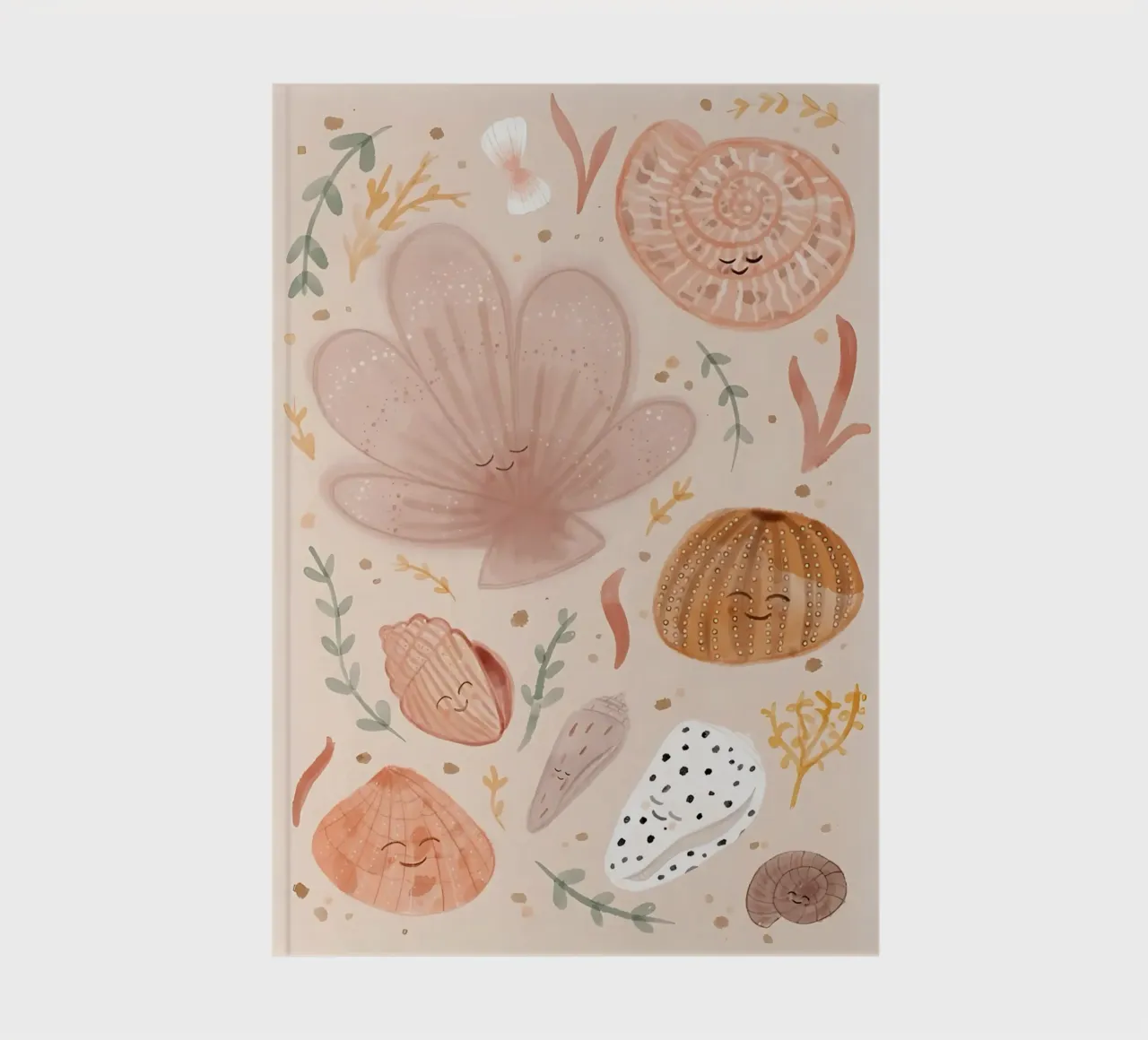 Seashells Print, Shell Poster, Boho Print, Ocean Print notebook by Boheme