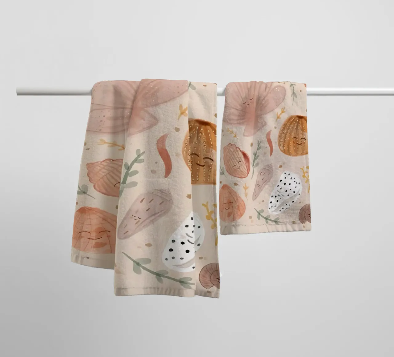 Seashells Print, Shell Poster, Boho Print, Ocean Print towel by Boheme