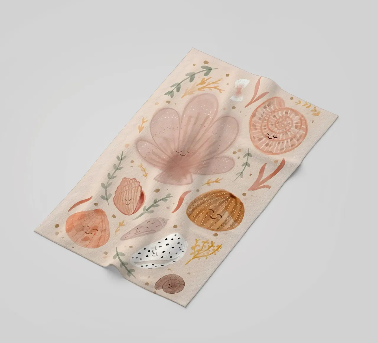 Seashells Print, Shell Poster, Boho Print, Ocean Print beach towel by Boheme
