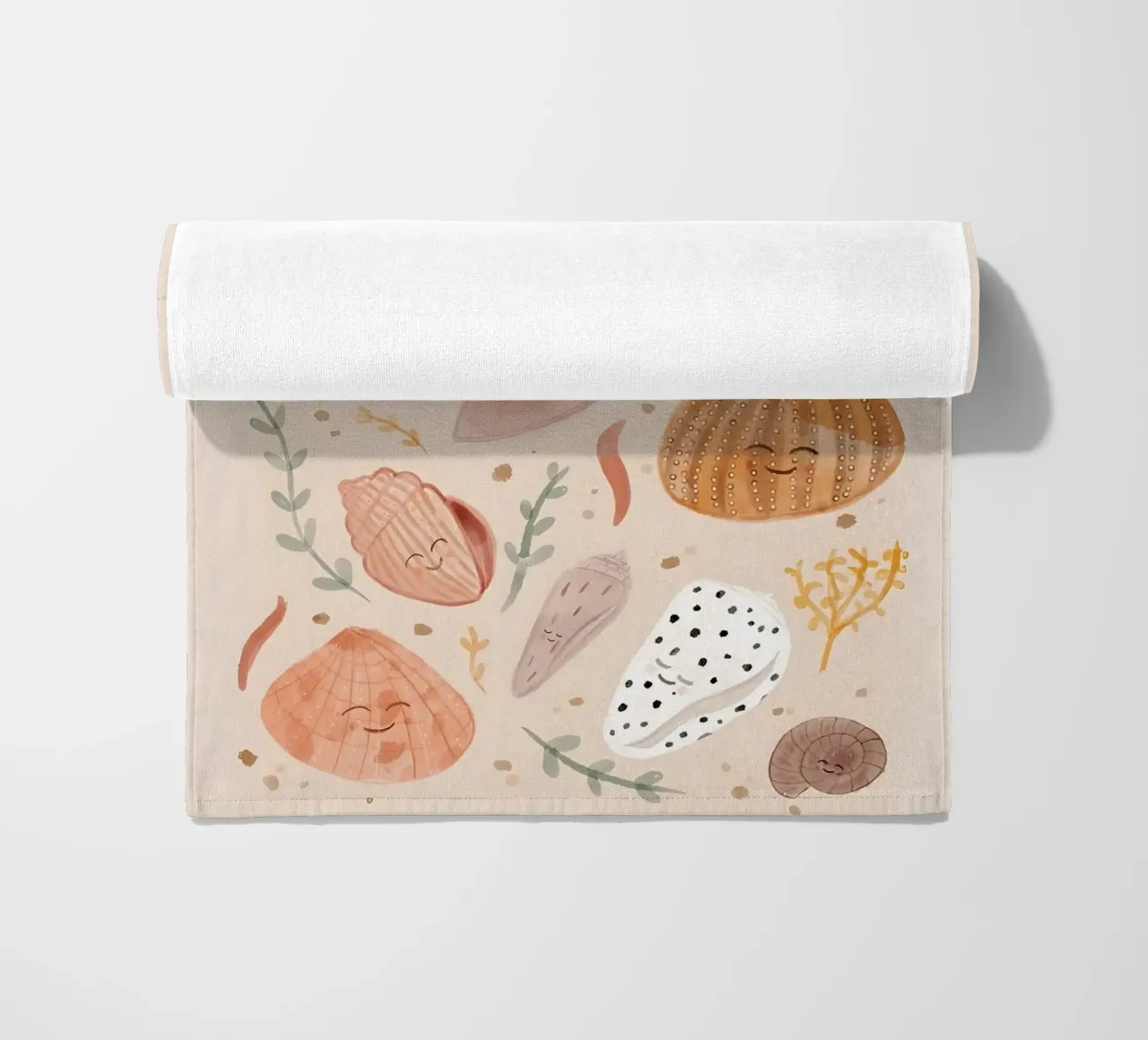 Seashells Print, Shell Poster, Boho Print, Ocean Print beach towel by Boheme