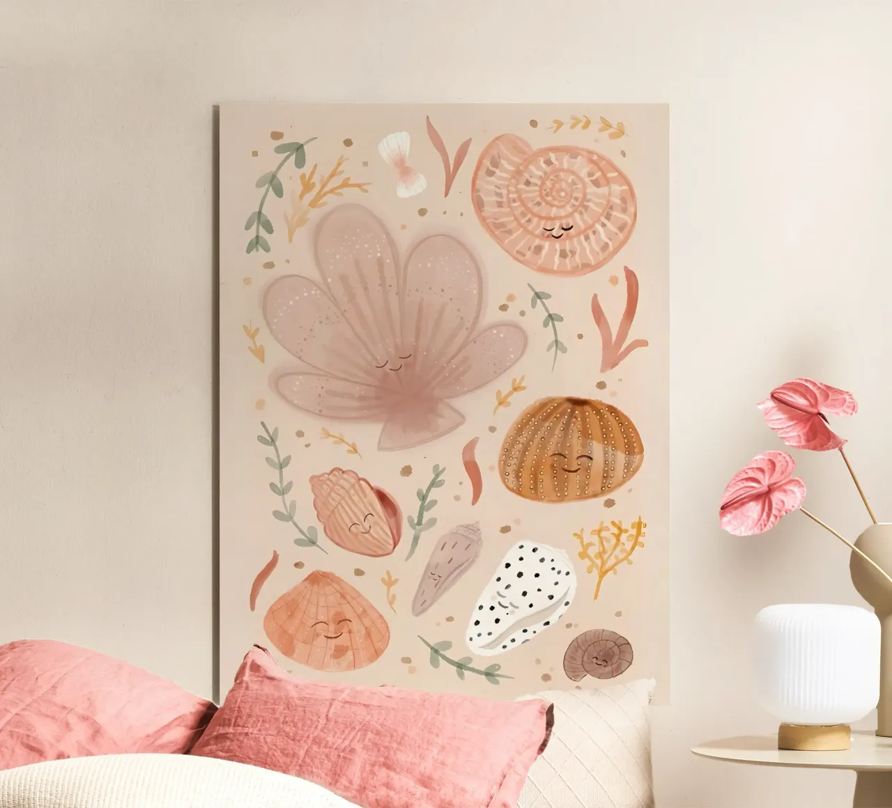 Seashells Print, Shell Poster, Boho Print, Ocean Print alu-dibond by Boheme