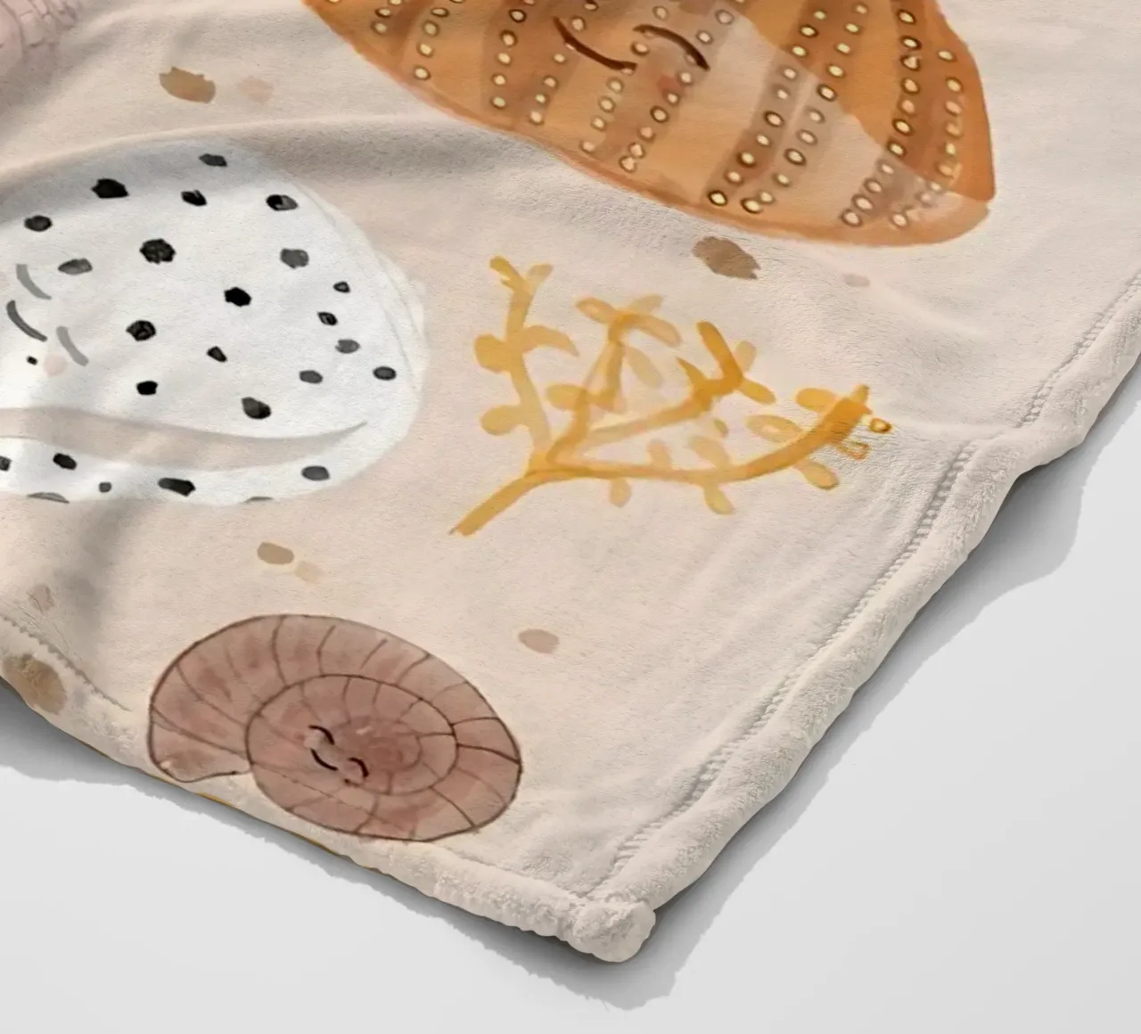 Seashells Print, Shell Poster, Boho Print, Ocean Print fleece blanket by Boheme