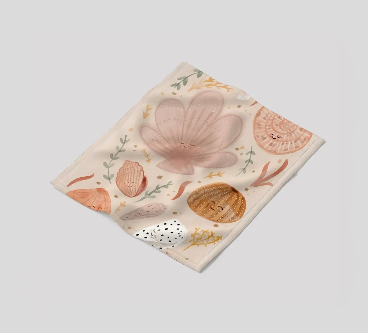 Seashells Print, Shell Poster, Boho Print, Ocean Print fleece blanket by Boheme