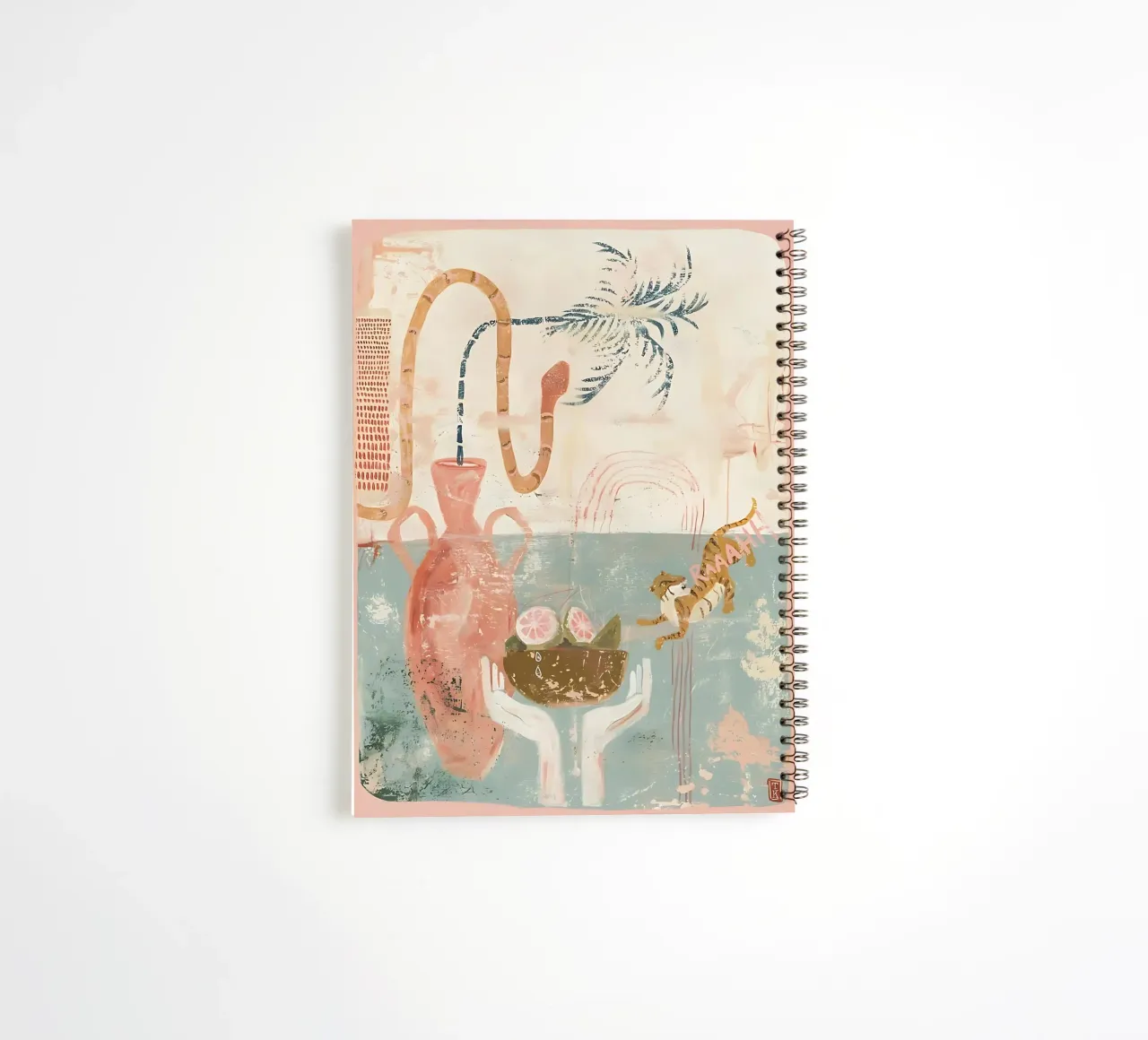 Folk Boho Print, Abstract Poster, Pastel Modern Trend Print spiral notebook by Boheme