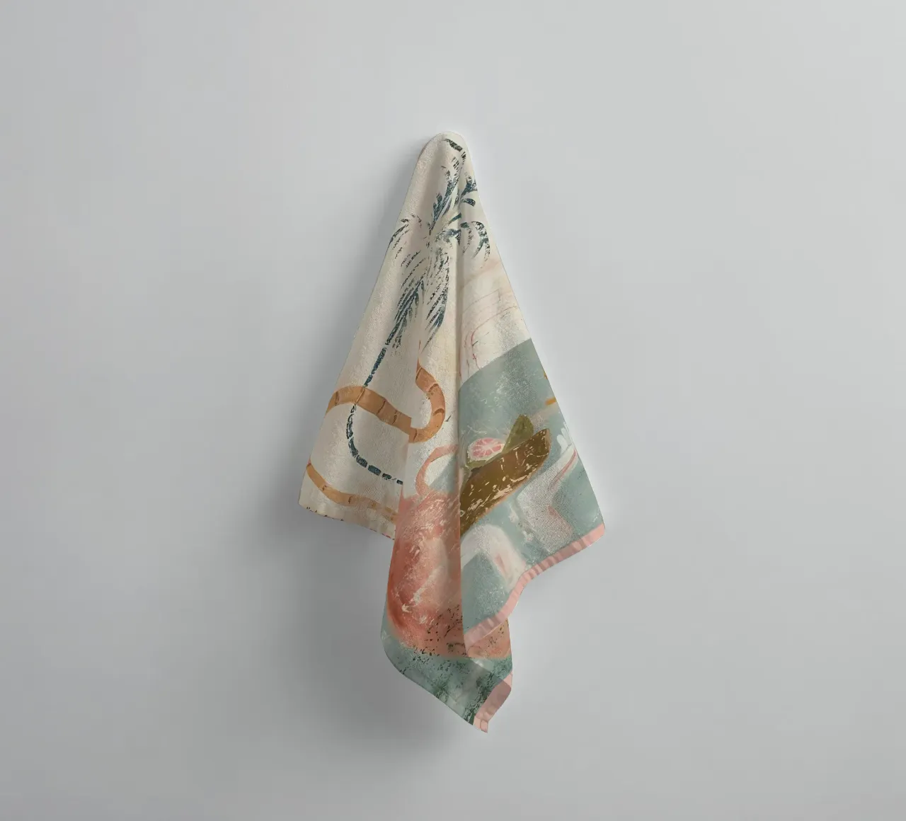 Folk Boho Print, Abstract Poster, Pastel Modern Trend Print towel by Boheme