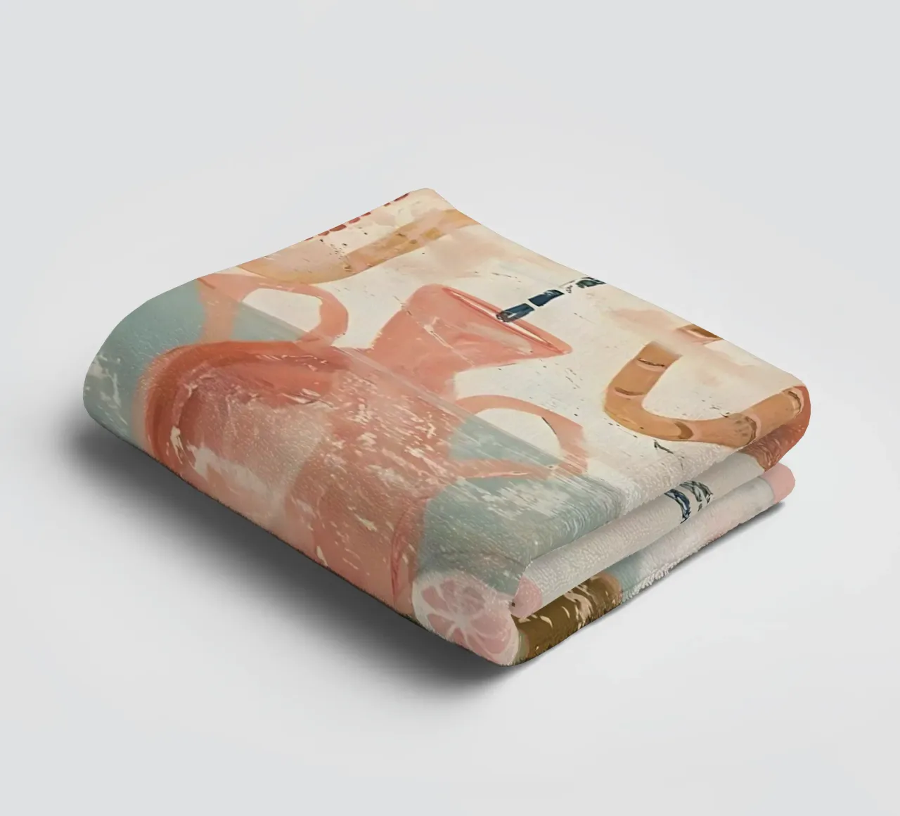 Folk Boho Print, Abstract Poster, Pastel Modern Trend Print towel by Boheme