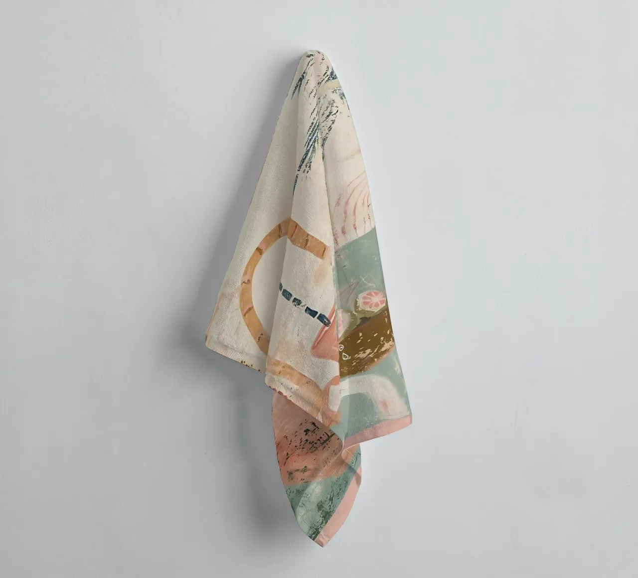 Folk Boho Print, Abstract Poster, Pastel Modern Trend Print towel by Boheme