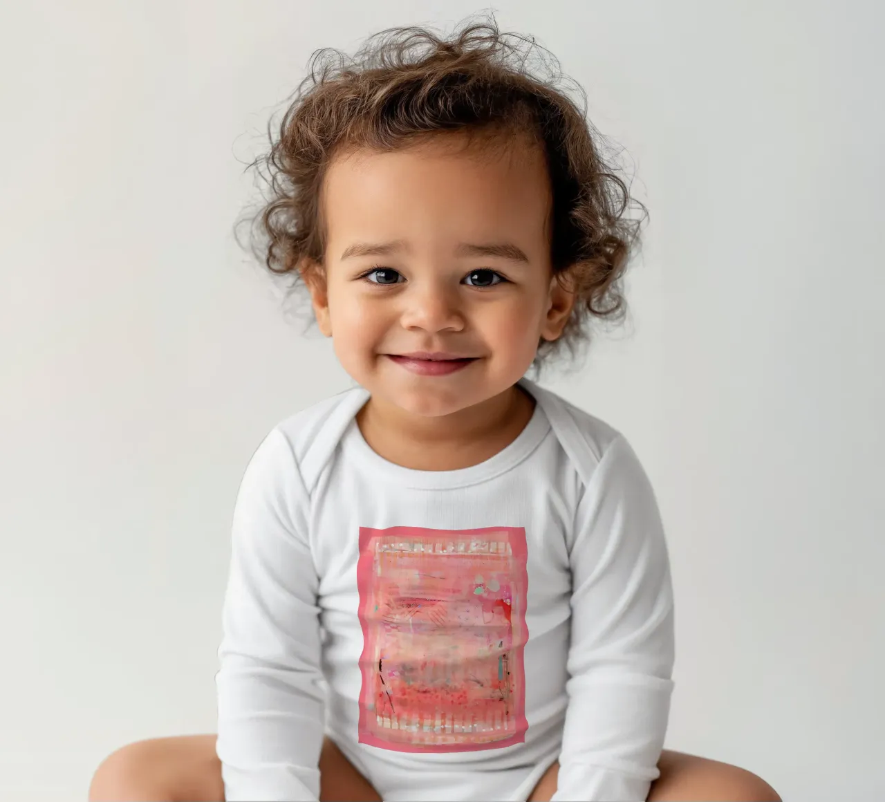Pink Abstract Wall Art, Modern Abstract Print, Colourful Art long-sleeve baby romper by Boheme