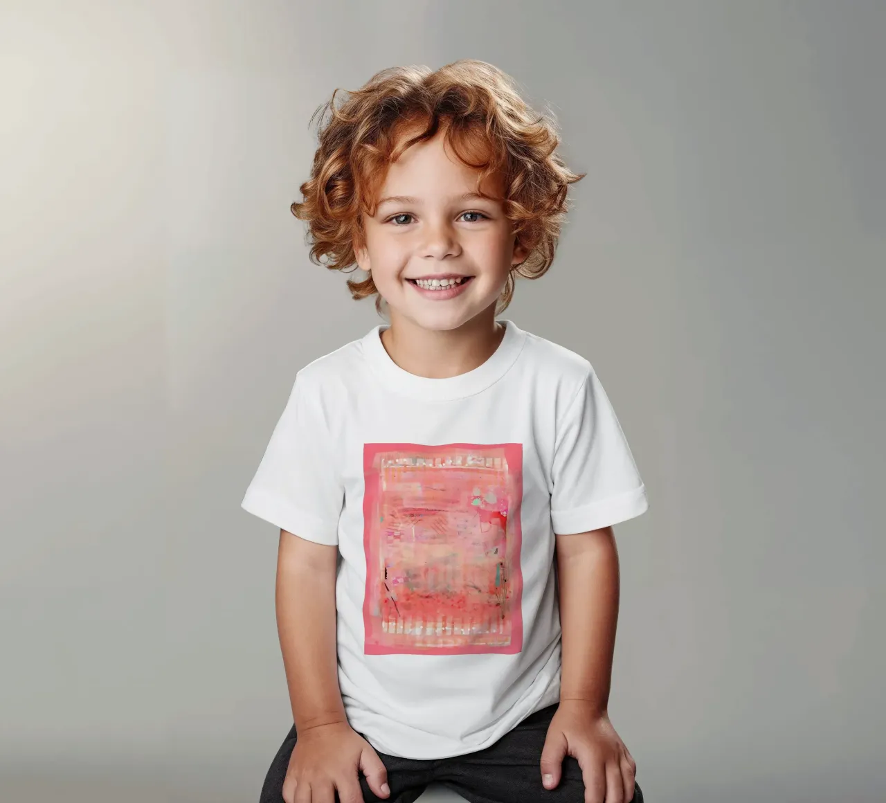 Roze abstracte muurkunst, moderne abstracte print, kleurrijke kunst kinder t-shirt van Boheme