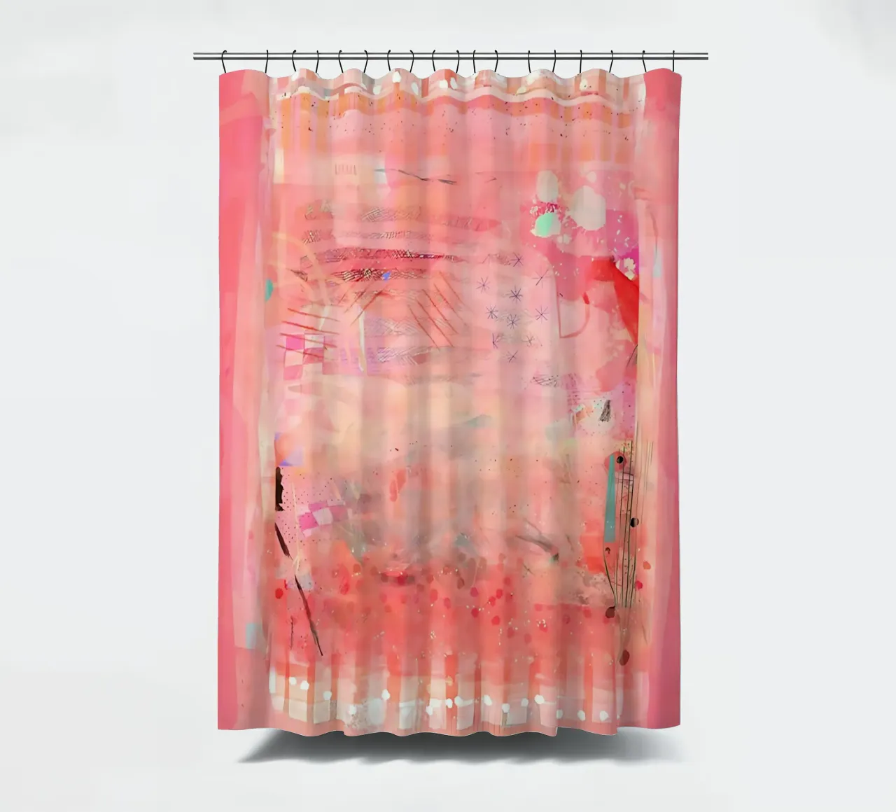 Roze abstracte muurkunst, moderne abstracte print, kleurrijke kunst douchegordijn van Boheme
